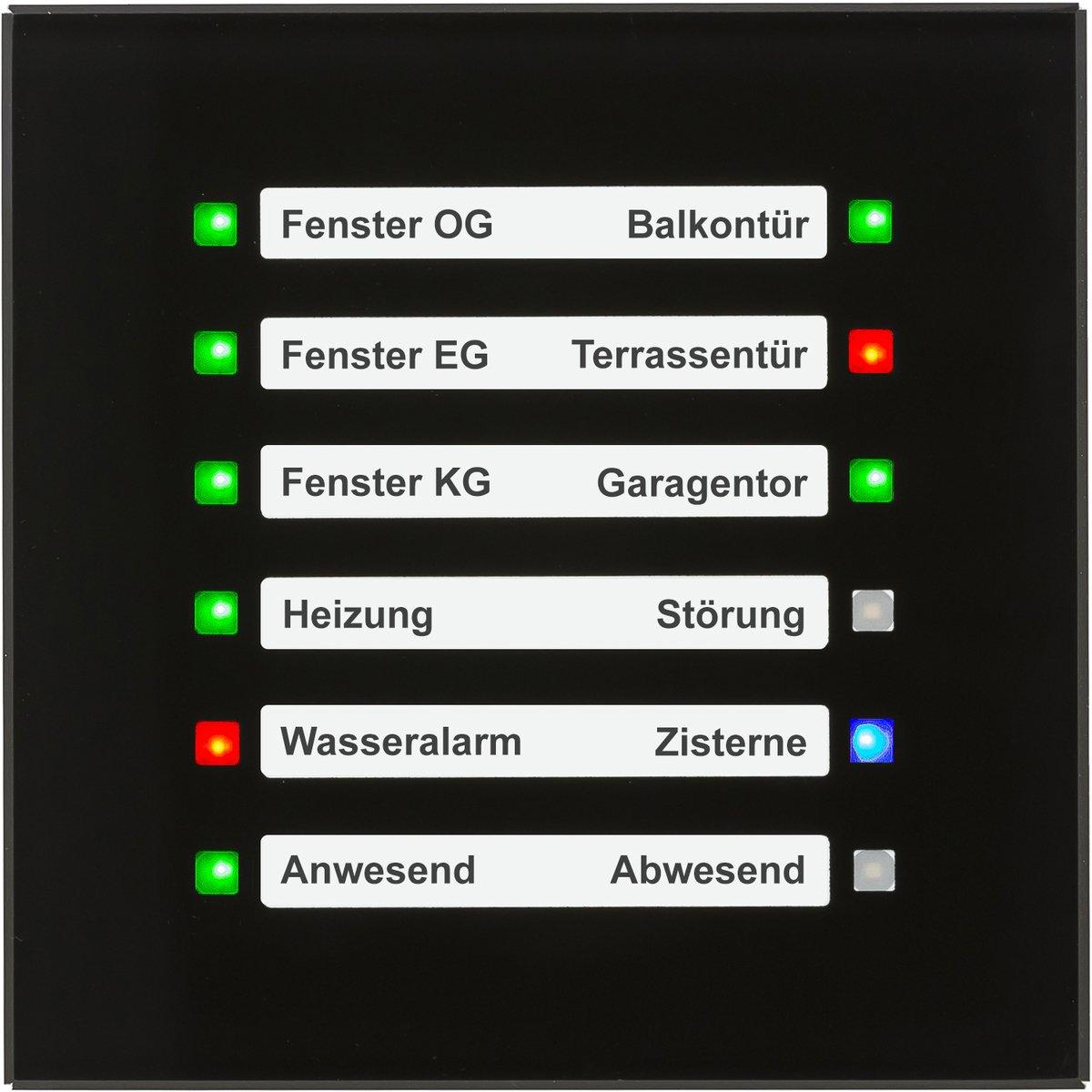 KNX Glas LED Anzeige Schwarz