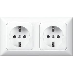 Steckdose (SL) 2-fach waagerecht volle Platte Creo ultraweiß