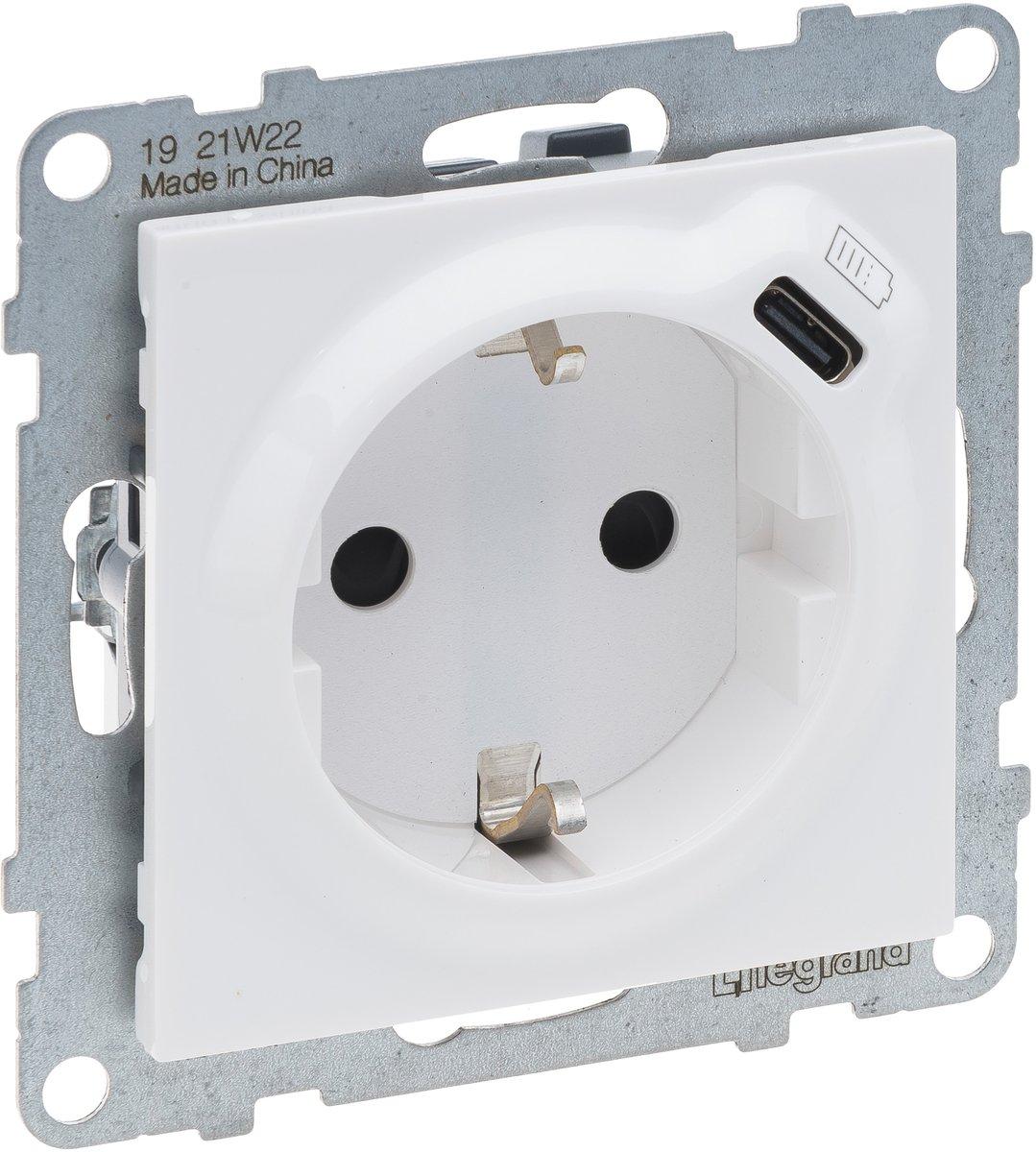 SEANO Schuko-Steckdose + USB-C mit Steckklemmen Farbe: Ultraweiß