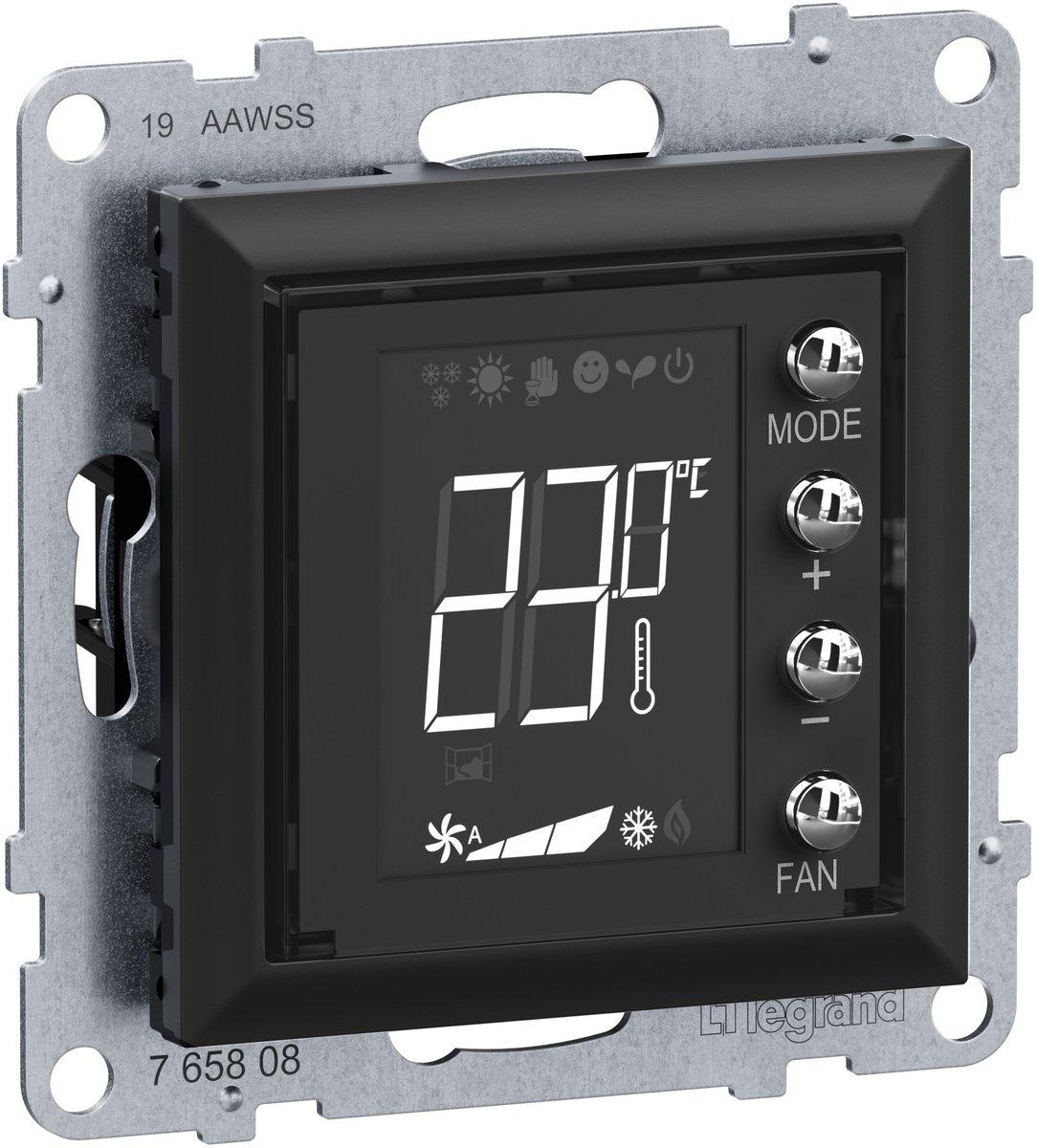 Seano MyHome Thermostat mit Display inkl. Abdeckung in der Farbe Schwarz