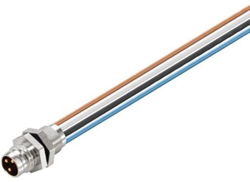 Rundsteckverbinder Einbau (mit Leitung) Stift M8 Gewinde Polzahl: 4
