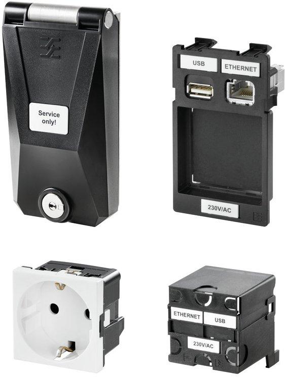Einbaugehäuse bestückt IP65 in geschlossenem Zustand 2x Data 1x Power Geschirmt