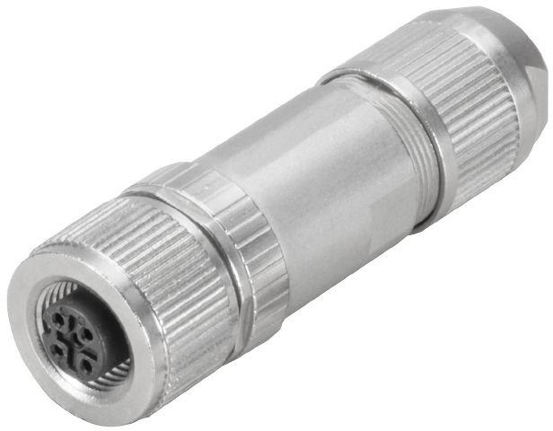 Rundsteckverbinder (feldkonfektionierbar) Buchse gerade PUSH IN M12 0.14 mm²