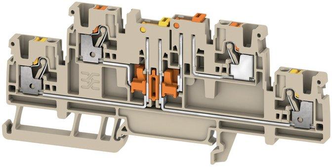 Prüftrenn-Reihenklemme mit PUSH IN Anschluss 2,5 mm² dunkelbeige