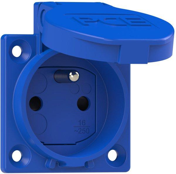 Schutzkontakt-Anbausteckdose P-Nova+ 50x50 fb Shutter IP54 rückwärtig (blau)