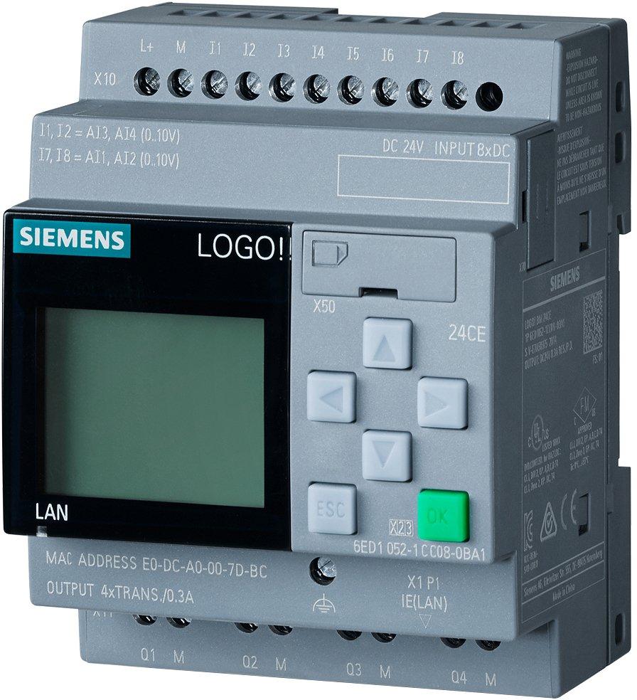 LOGO! 24CE Logikmodul Display SV/E/A: 24V/24V/24V trans. 8DE (4AE)/4DA