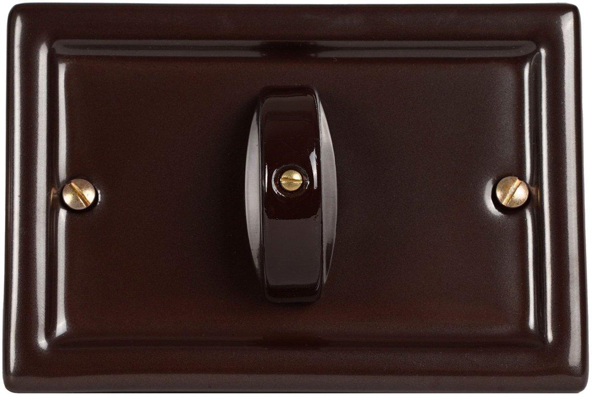 Rechteckige Keramikplatte 113x77mm mit Schalter 10AX 250V 3modulige Box Braun CE