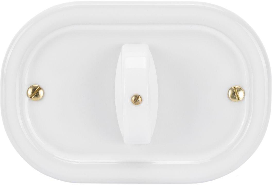 Ovale Keramikplatte 125x81mm mit Dreknopf 10AX 250V für 3modulige Box Weiß