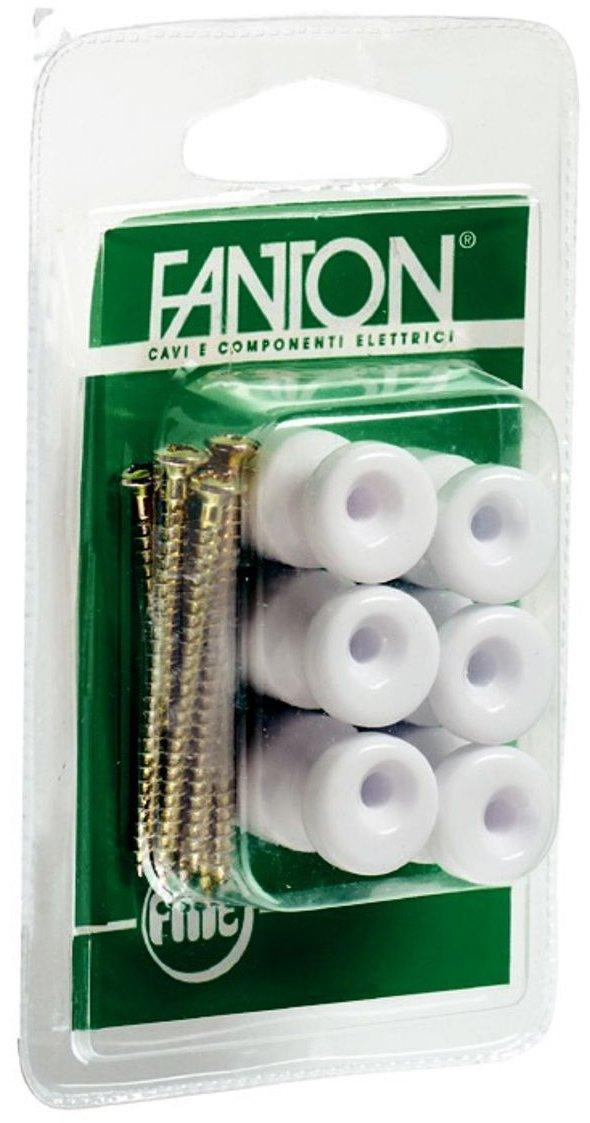 Isolator aus Keramik Ø 16mm messingbeschi. Schraube - Packung 6 Schrauben Weiß