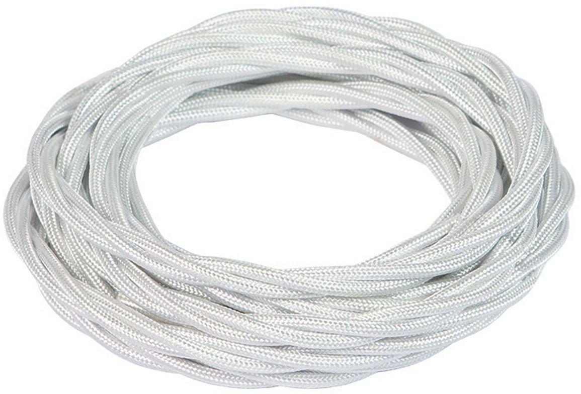 Spule 5m Kabel mit Seidengeflecht 3G1,5 FRRTX Weiß CE