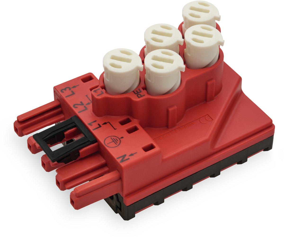 Abgriffmodul für Flachleitung 5 x 2,5 mm² + 2 x 1,5 mm² 5-polig Kodierung P rot