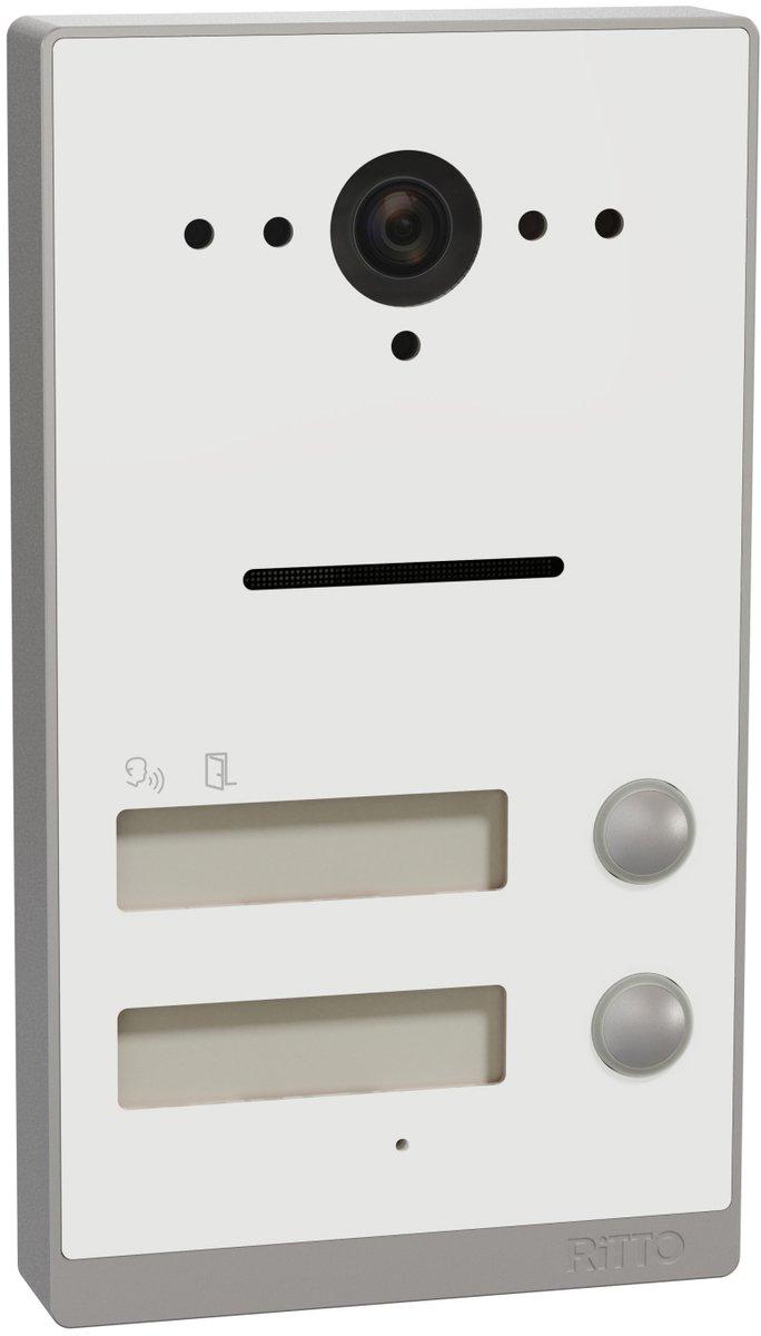 Listo Türstation Twinbus IP 2 Klingeltasten Rahmen Silber Weiß AP