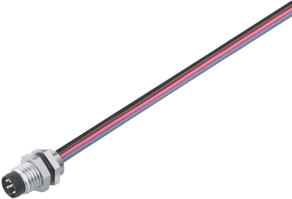 M8 Flanschstecker 4-polig Litzen IP67 von vorne verschraubbar