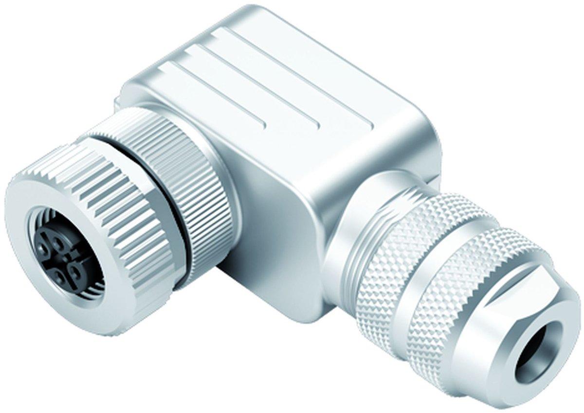 M12 Winkeldose 4-polig 4,0 - 6,0 mm schirmbar Schraubklemmen IP67 UL