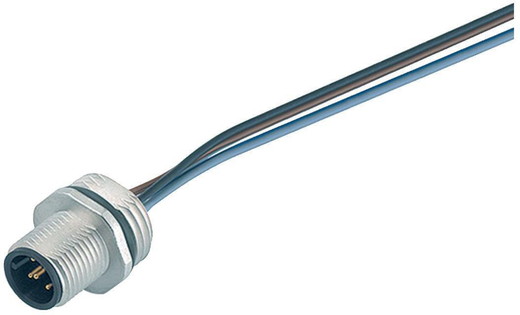 M12 Flanschstecker 8-polig ungeschirmt Litzen IP68 UL M16x1,5