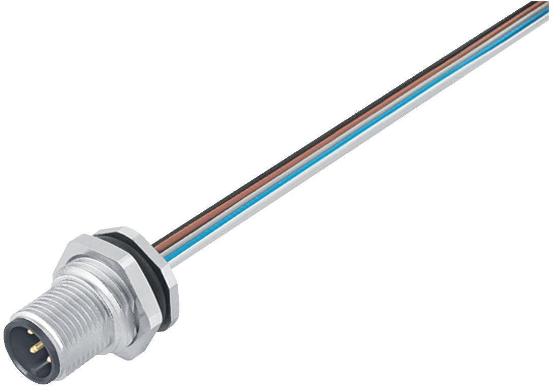 M12 Flanschstecker 5-polig Litzen UL M16x1,5 von vorne verschraubbar