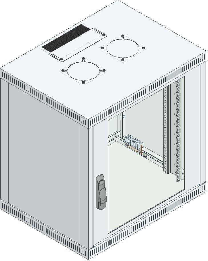 Büro-Wandgehäuse 12HE 600x616x450mm RAL 7035