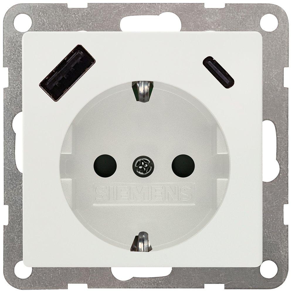 USB-SCHUKO-Steckdose 2 USB A+C max. 18 W titanweiß