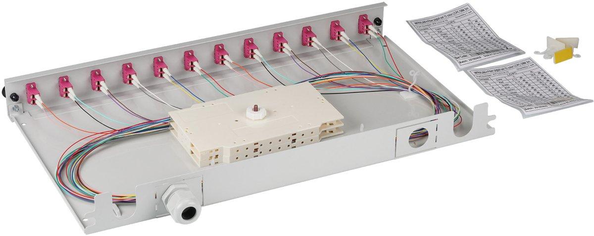 Spleißbox LC 50/125µ OM4 ausziehbar 12 Pigtails abgesetzt /6 Kupplungen
