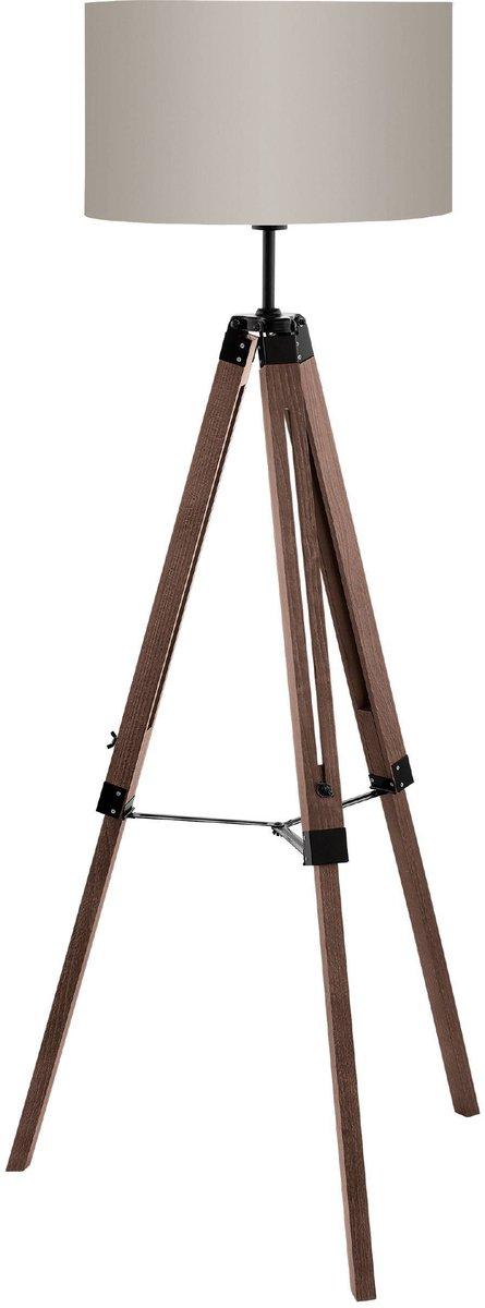 LANTADA Stehleuchte nuss/schwarz/Taupe 1x60W E27