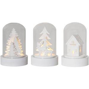 Led Kuppel 3er Set 3x0,06W Holz Kunststoff Glas Weiss/Klar