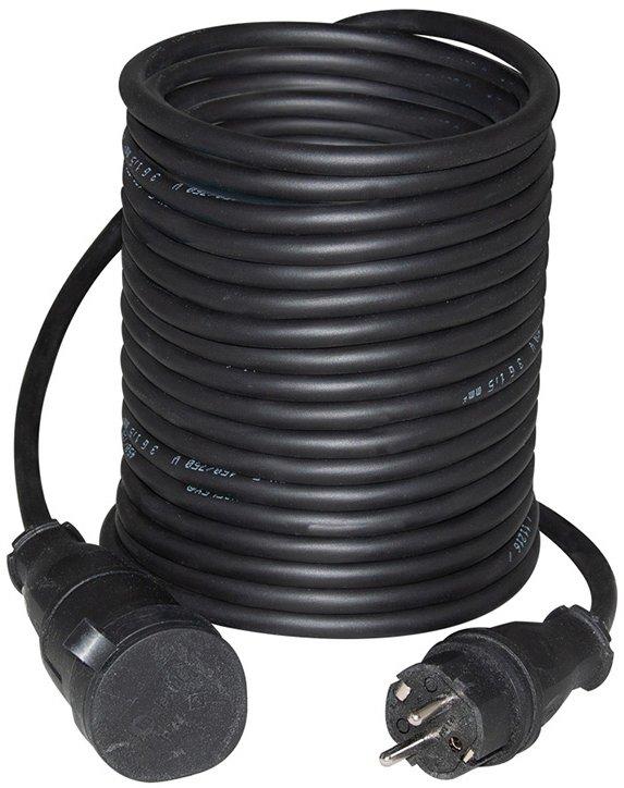 Schuko Verlängerung 25m H07RN-F 3x1,5 schwarz Stecker + Kupplung