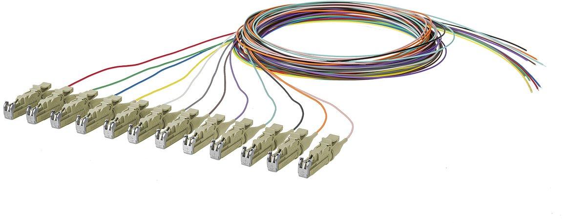 OpDAT Pigtail E2000-PC, OM4, 12 Farben