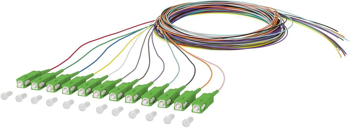 OpDAT Pigtail SC-APC, OS2, 12 Farben