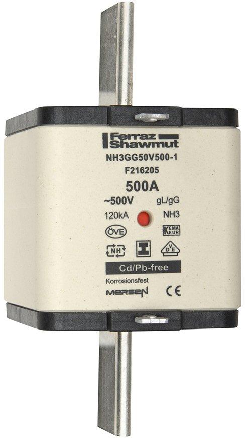 NH-Sicherung gG Gr.3 500VAC/250VDC 355A mit spannungsfreien Grifflaschen