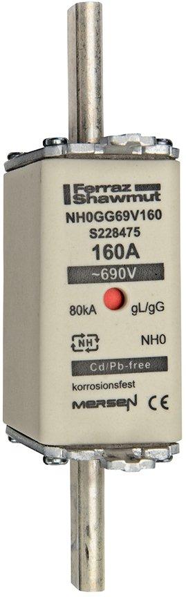 NH-Sicherung gG Gr.0 690VAC/400VDC 63A mit spannungsführenden Grifflaschen