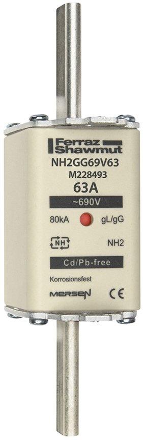 NH-Sicherung gG Gr.2 690VAC/250VDC 125A mit spannungsführenden Grifflaschen