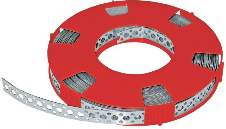 Niro/Inox - Montageband 12,0mm x 0,7mmLoch 5,0mm Länge 10m Überk. 10 Rollen