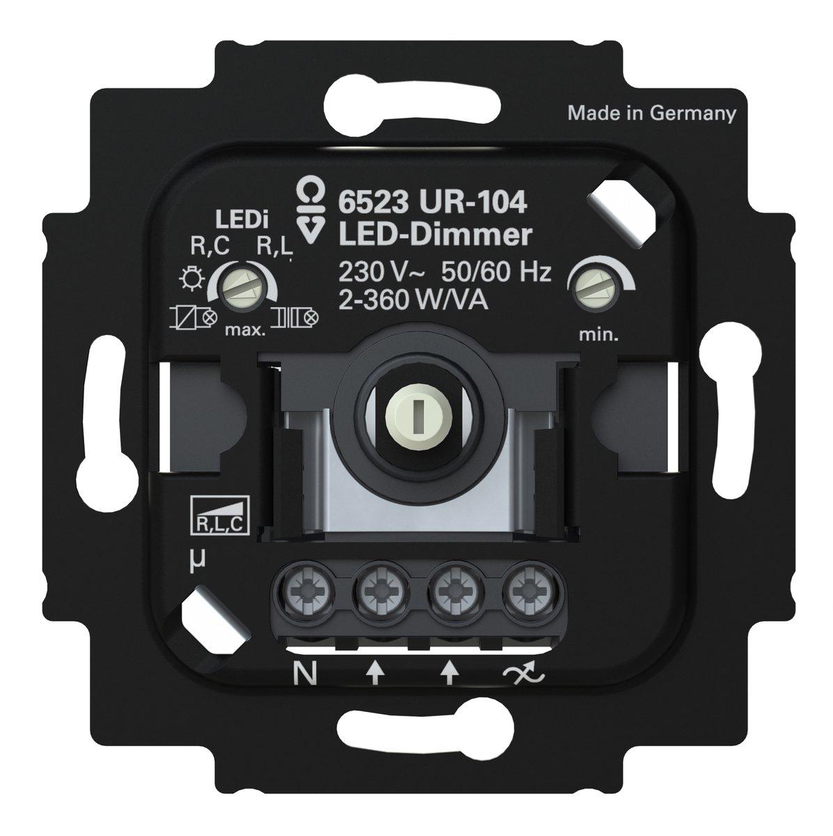 LED-Busch-Drehdimmer Einsatz 2-3-Draht mit N-Klemme