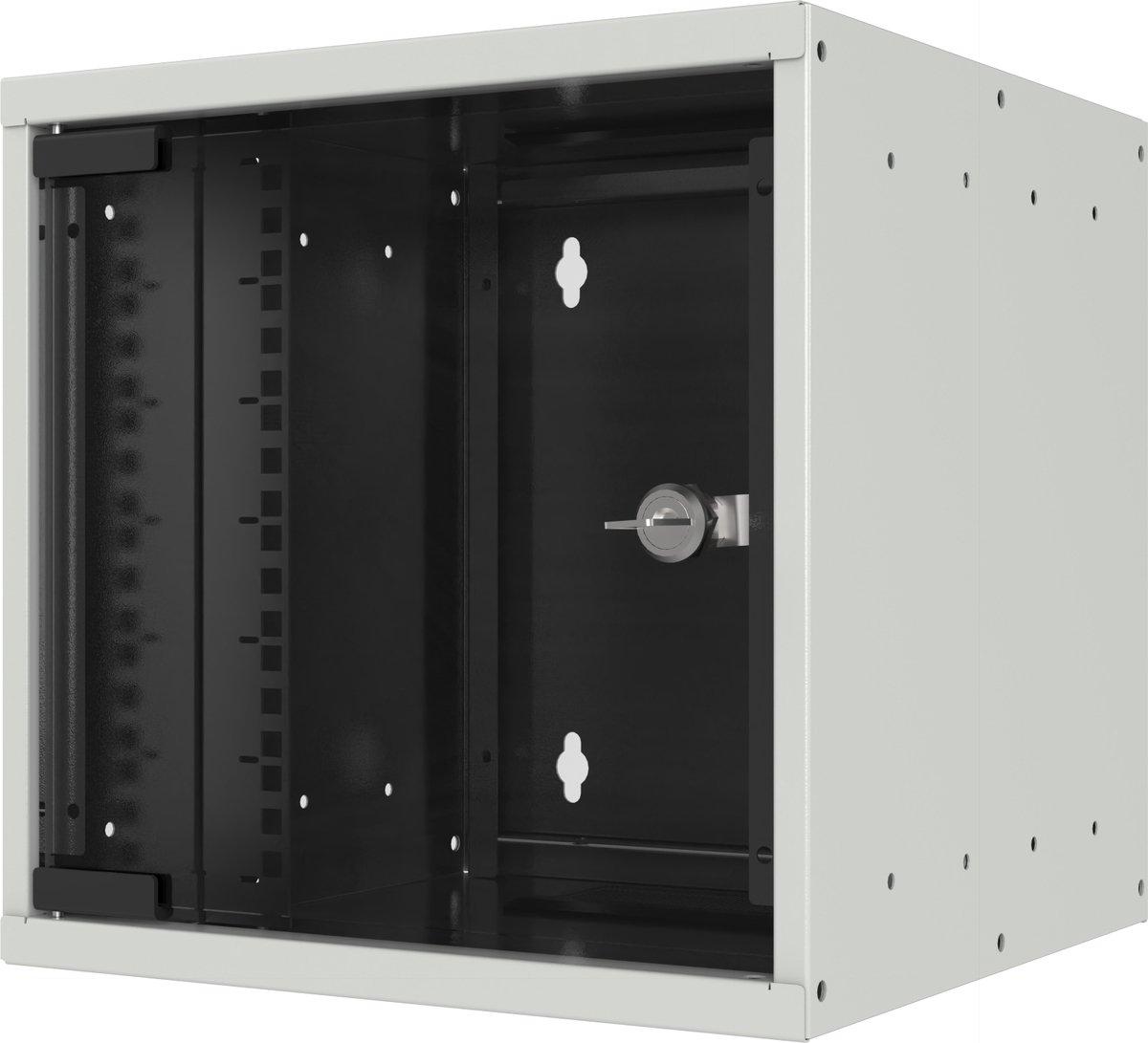 10“ 6 HE Wandgehäuse Tiefe 300 mm 1-teilig vormontiert RAL7035