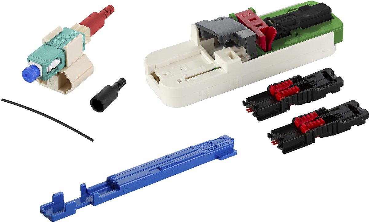 OpDAT FASTTM Hybrid Steckerbausatz SC PC OM3/OM4 100 Stück f Adern ink. Werkzeug