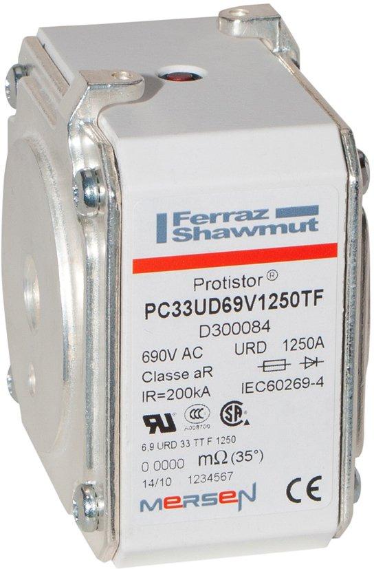 Sicherung aR Gr.33 690VAC 1250A TTF Gewindeanschluss M12 und Schlagbolzen