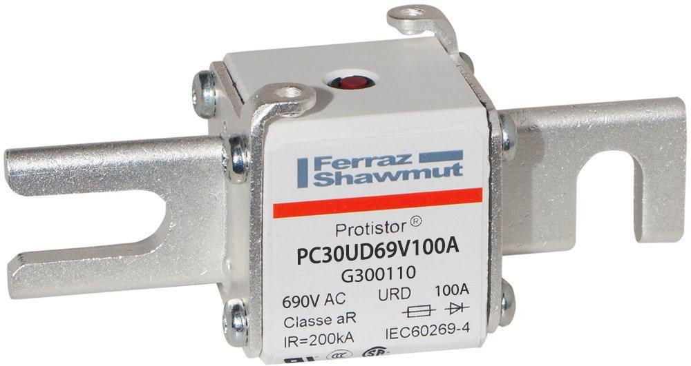 Sicherung aR Gr.30 690VAC 100A DIN80 Kontaktmesser und Schlagbolzen