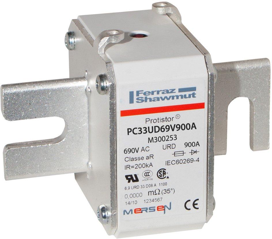 Sicherung aR Gr.33 690VAC 900A DIN80 Kontaktmesser und Schlagbolzen