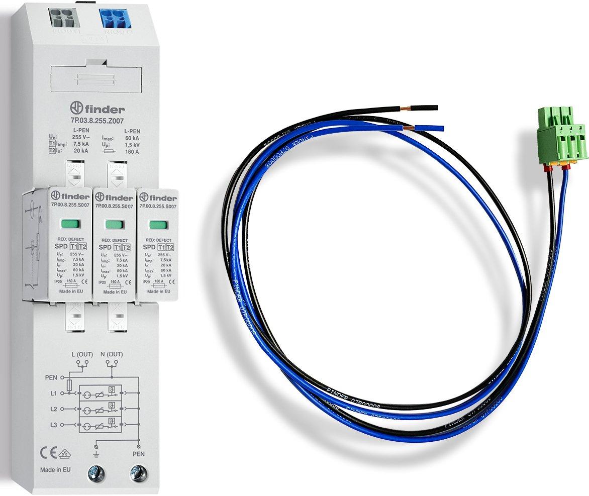 Blitz- und Überspannungsableiter Typ 1+2 für 40 mm SS 7,5 kA 5-Leitersystem