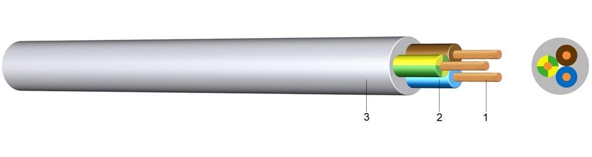 PVC Schlauchleitung mittel YMM-J 3x1,5 hellgrau 100m