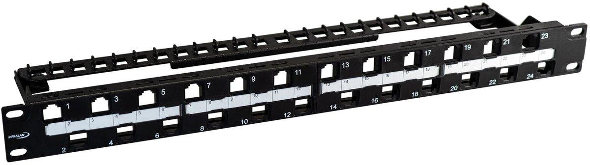 INFRALAN Patchpanel leer 19" 1HE 24-Port versetzt ANEXT optimiert schwarz