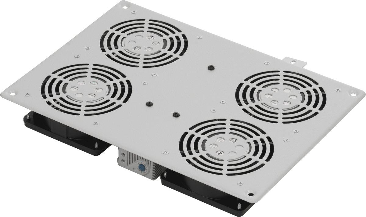 Dachlüfter 4-fach für Netzwerkschrank BASIC inkl. Thermostat RAL7035