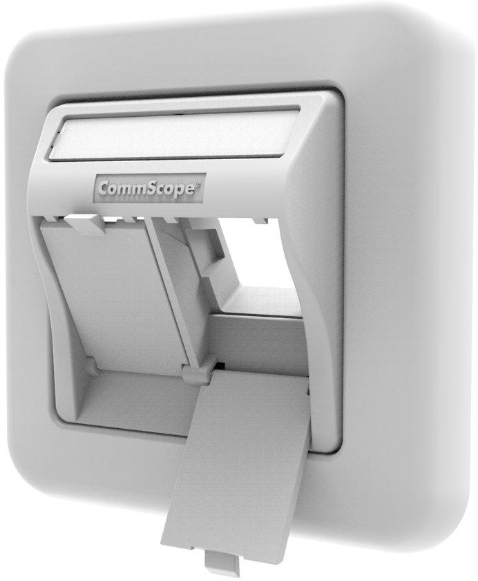 Anschlussdose 2-fach UP schräg Staubschutzklappen M-Serie Zentralp. 50x50mm weiß