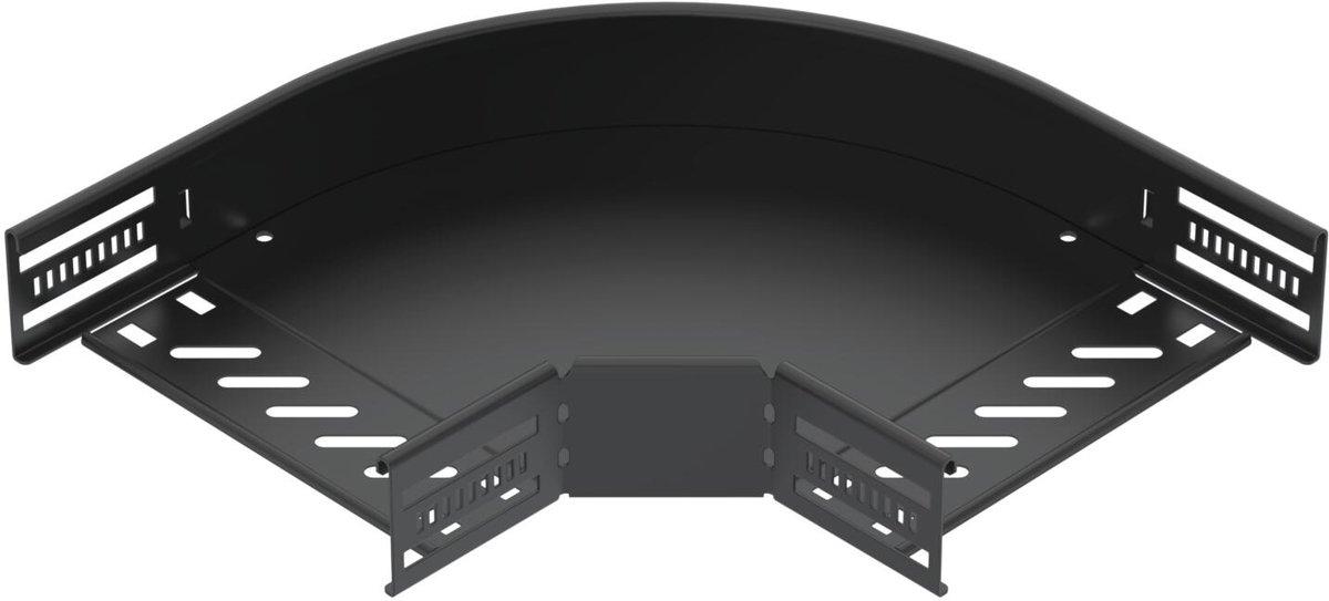 Bogen 90° für Kabelrinne horizontal 60x200 Stahl PES135 - Polyester tiefschwarz