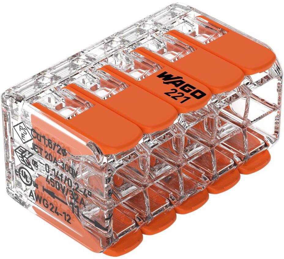 10-Leiter-Verbindungsklemme transp./orange 0,2 - 4 mm² e+m 0,14 - 4 mm²