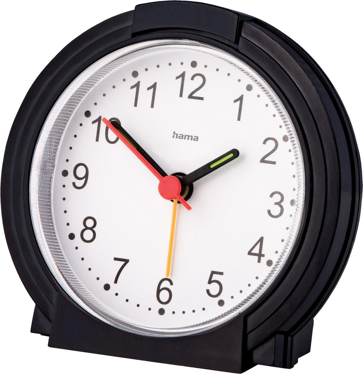 Wecker Classic ohne Ticken Schwarz/Weiß