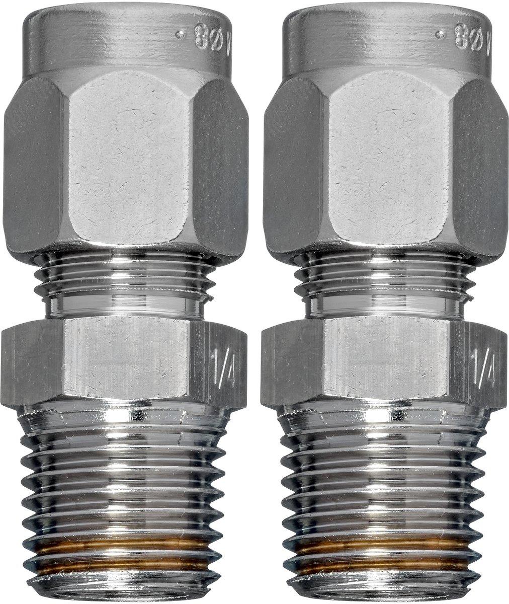 Einschraubverschraubung 8 mm auf G 1/4 Zoll - Messing (2 Stk.)