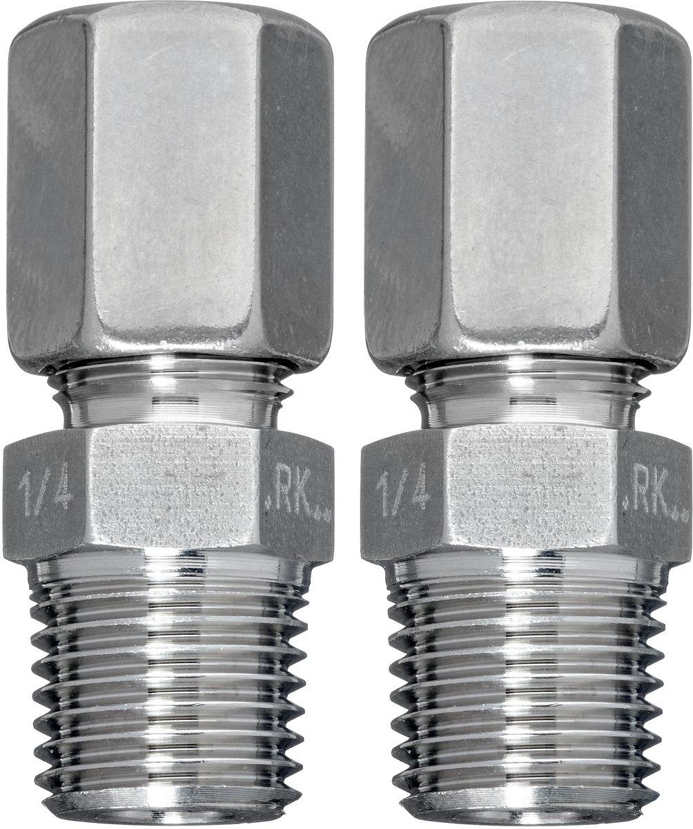 Einschraubverschraubung 8 mm auf G 1/4 Zoll - Edelstahl (2 Stk.)