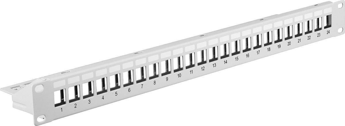 Verteilerfeld 19 Zoll 1HE 24-Port Metall grau