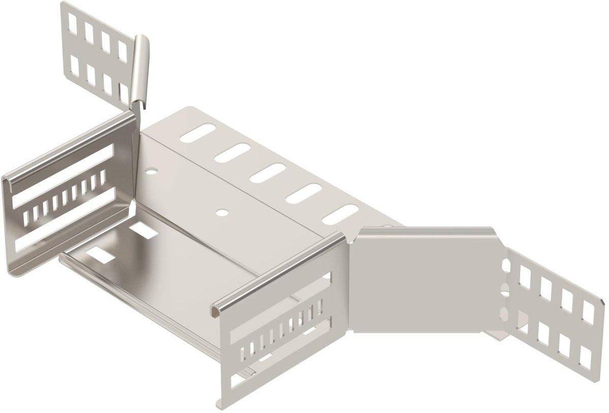 Anbau-Abzweigstück für Kabelrinne 60x150 Edelstahl A4 1.4571 blank nachbehandelt